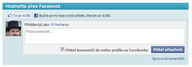 Hodnocení prostřednictvím Facebooku.