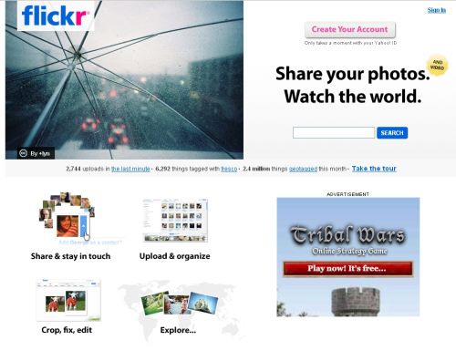 Ukázka homepage Flickr.com