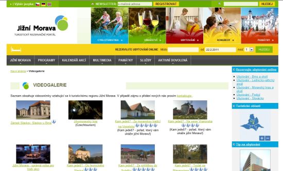 Ukázka videogalerie portálu Jizni-Morava.info.
