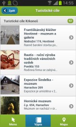 Ukázka mobilní aplikace turistického průvodce Krkonoš