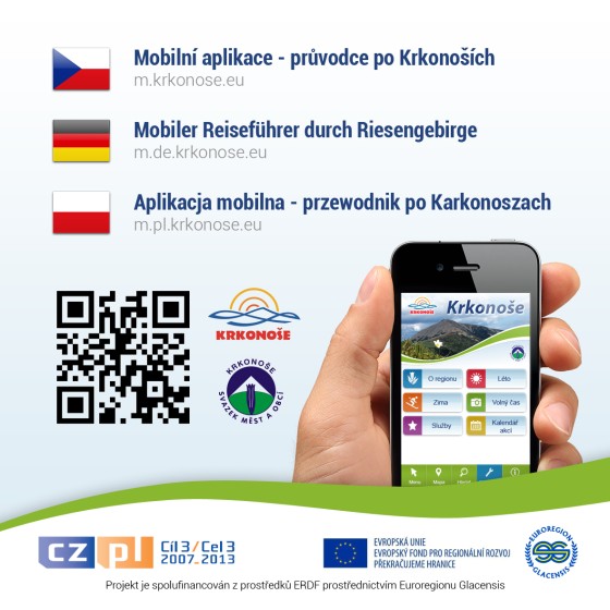 Samolepka - mobilní průvodce Krkonoš.