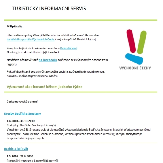 Newsletter Vychodni-Cechy.info.
