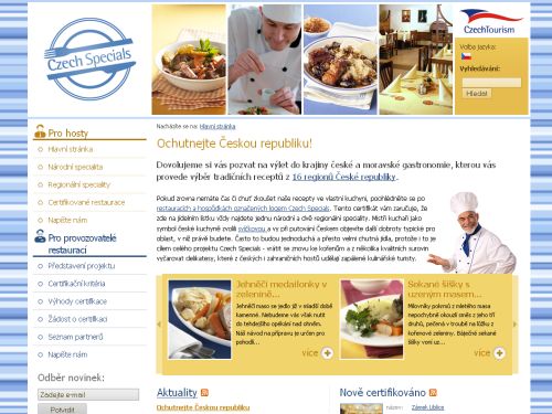 Ukázka webové stránky projektu CzechSpecials.cz