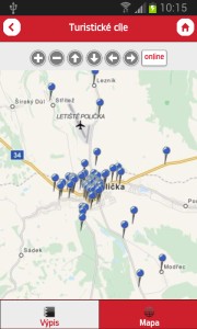 Prezentace mapy v mobilním průvodci