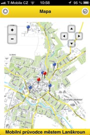 Mapa města v rámci průvodce.
